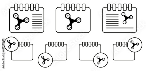 Fidget spinner with faces vector icon in calender set illustration for ui and ux, website or mobile application