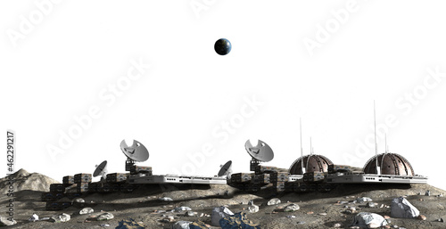 Εκτύπωση καμβά Moon base and Earth isolated