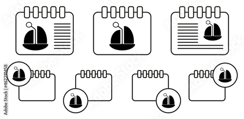 Toy sailing ship vector icon in calender set illustration for ui and ux, website or mobile application photo