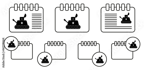 Tank toy vector icon in calender set illustration for ui and ux, website or mobile application