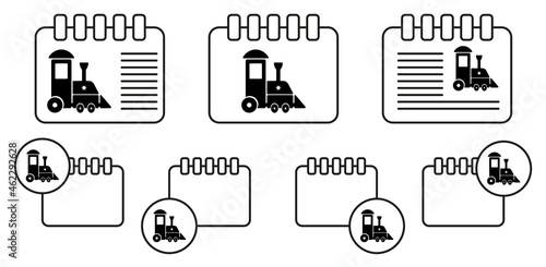 Childrean train vector icon in calender set illustration for ui and ux, website or mobile application photo