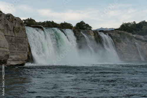 View of Maruia waterfall in New Zealand