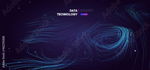 Big Data Technology vector illustration. Abstract blurred data business colored mesh.