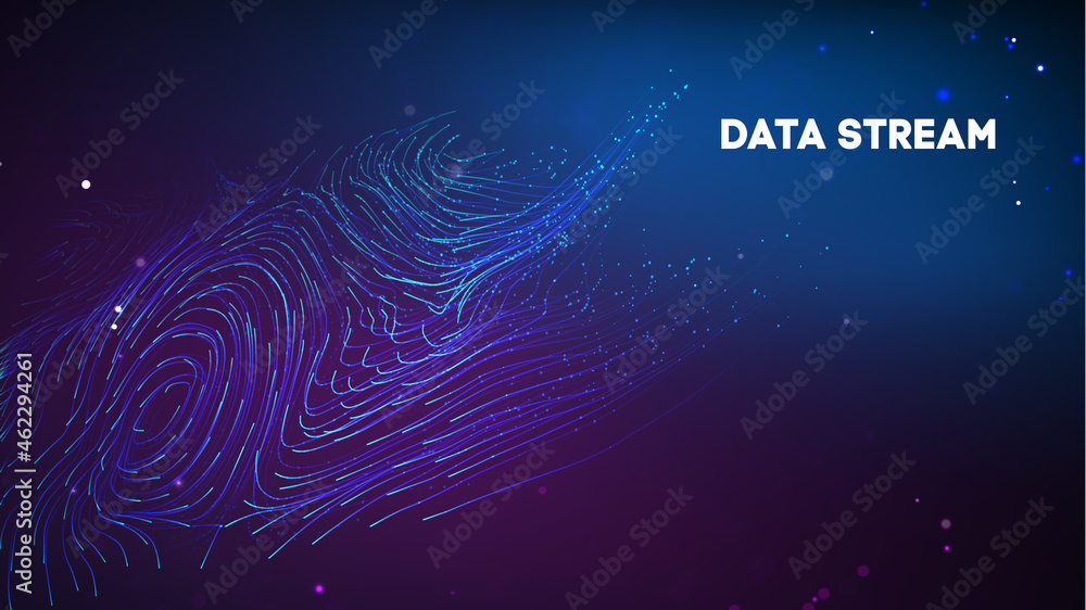 Fototapeta premium Abstract purple data stream. Abstract digital background cloud technology. Big Data Technology vector illustration.