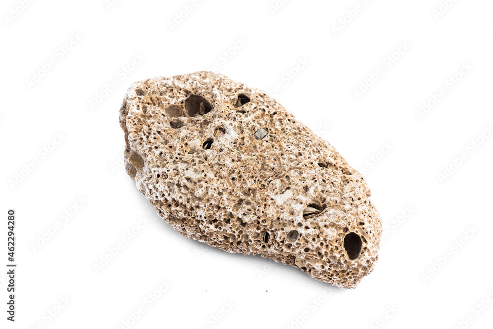 Obraz premium Sea pebble stone isolated on the white background.