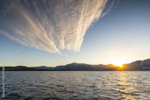 sunset over the lakeLake Tahoe  photo