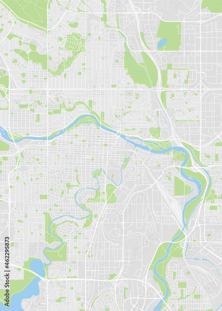 Fototapeta premium City map Calgary, color detailed plan, vector illustration
