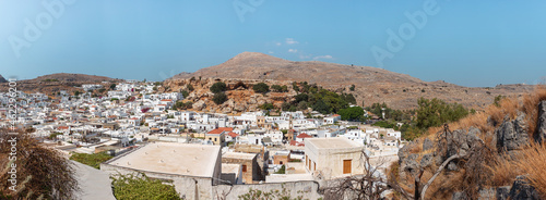 View from the hill of the old town of Lindos in Greece. © LALSSTOCK