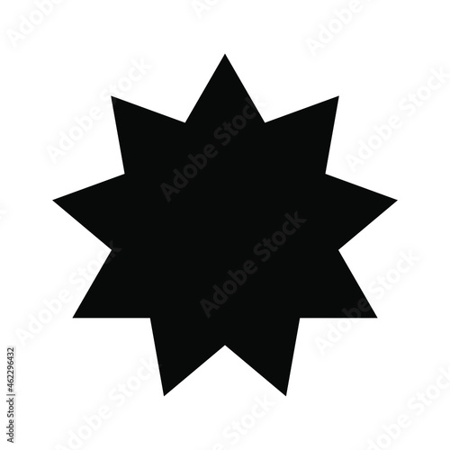 Bahai star. Black Bahai symbol. Religious symbol of Bahaism. Vector illustration. photo