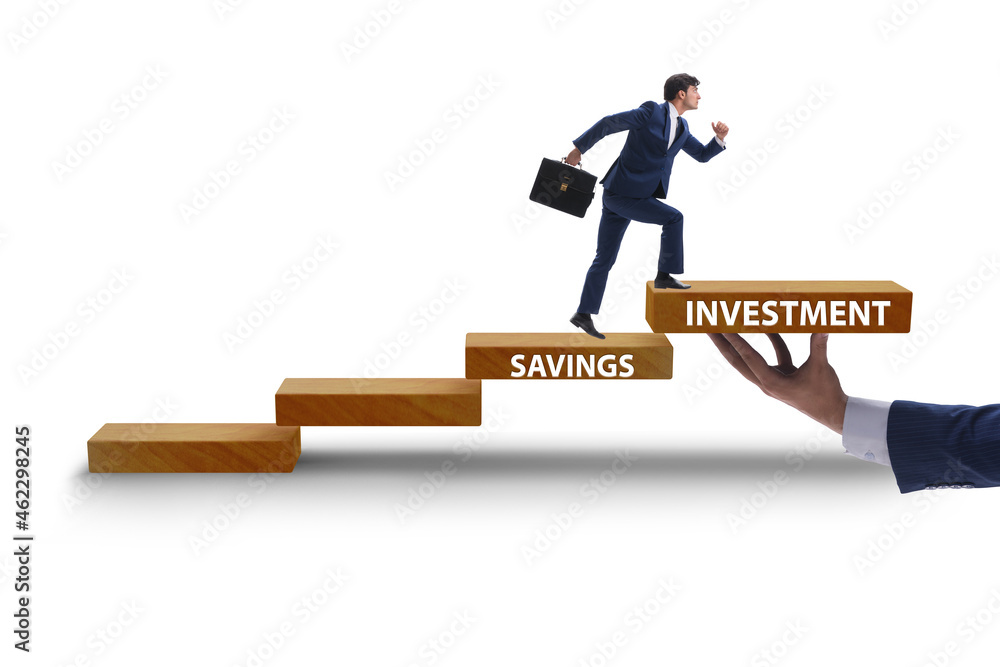 Concept of savings and investment with businessman Concept of savings and investment with businessman