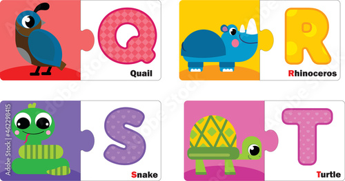 Baby alphabet puzzle. Lern abc. Animal puzzle for kids. Baby animal. Preschool abc set.