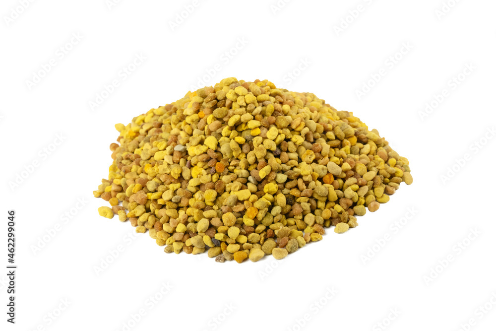 Bee pollen heap isolated on white background. Natural herbal medicine Bee pollen heap isolated on white background. Natural herbal medicine