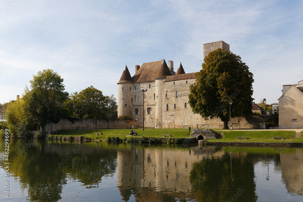 View of the Nemours medieval castle in France