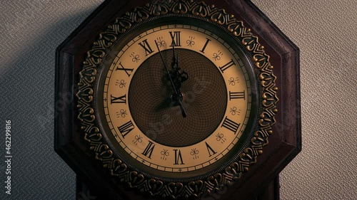 Vintage Clock Face At Midnight
