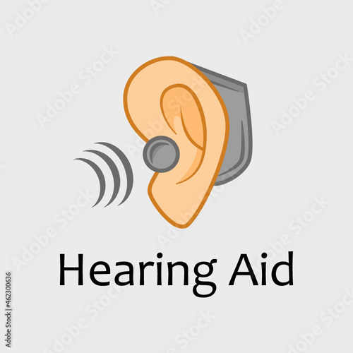 Vector Colored Behind the Ear Hearing Aid (BTE) Service Icon. Great for health services, accessibility and advertisement of assisted technologies.