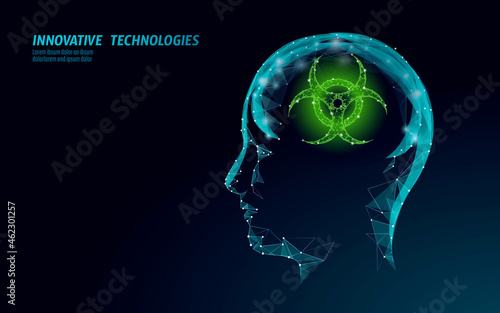 World Mental Health Day. Mood support drug therapy medical care. Sedative balance depression correction. Psychology disorder brain polygon medicine science banner vector illustration