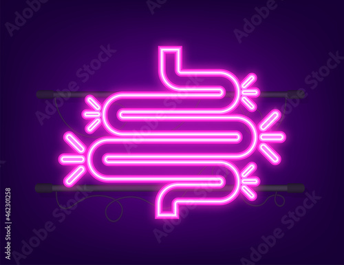 Colitis for medical design. Gastroenterology. Gut constipation icon design. Health care. Neon style. Vector illustration