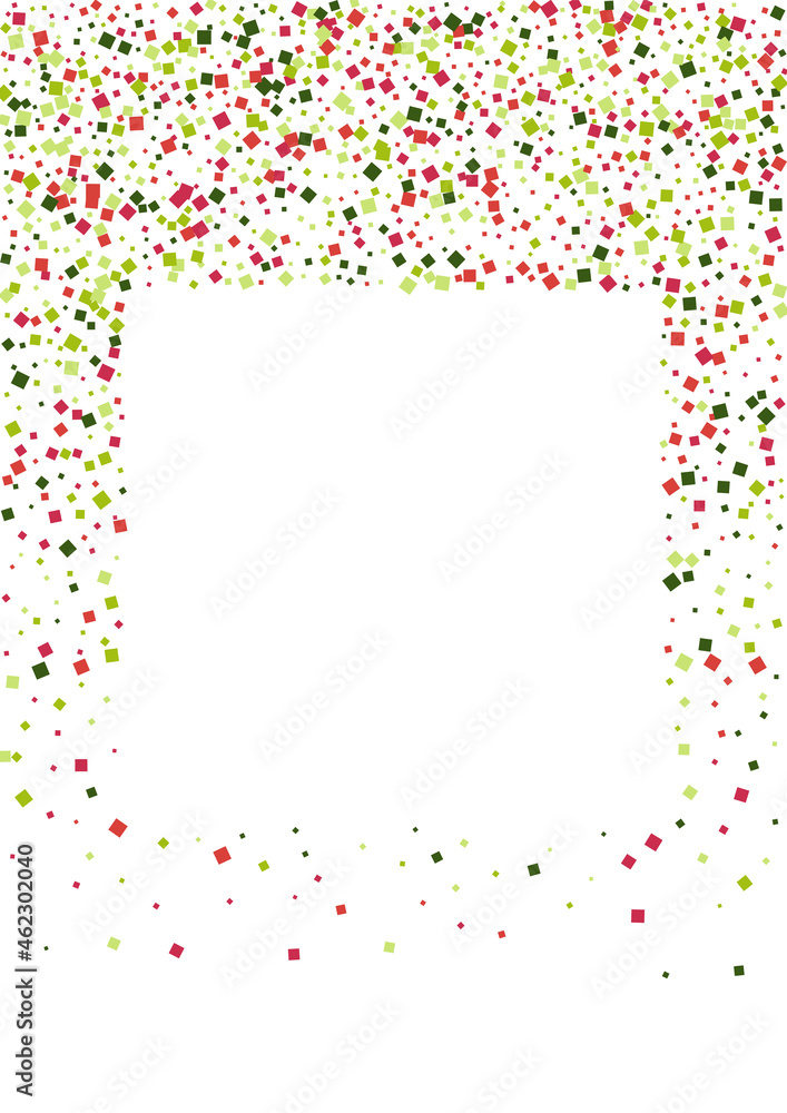 Confetti Green Side Mosaic. Element Geometric Illustration. Red Top Rhombus Wallpaper. Dot Falling Background.