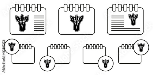 Spinach leaves vector icon in calender set illustration for ui and ux, website or mobile application