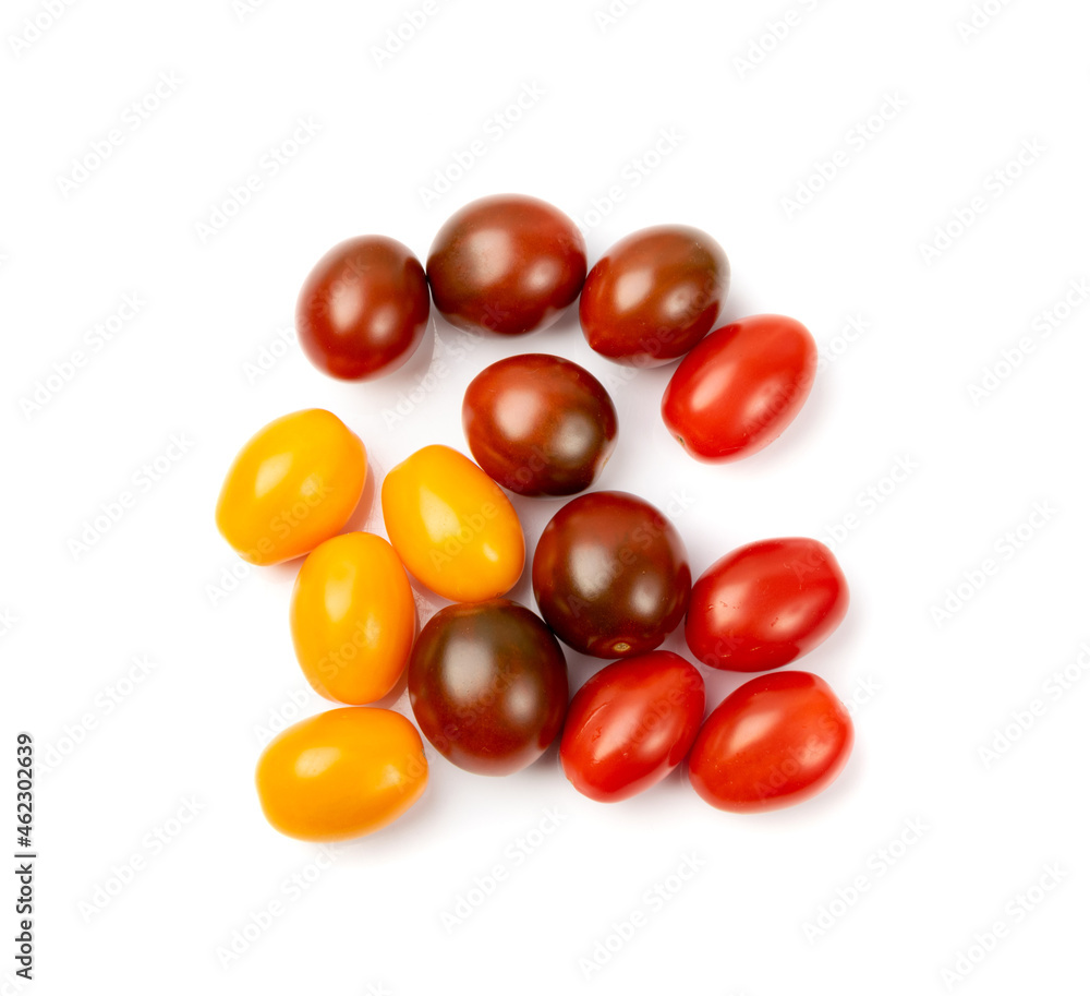 Long Plum Tomato Group Isolated, Fresh Small Cherry Tomatoes