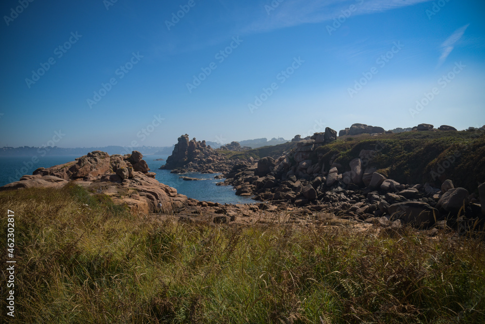 view on the coast of pink granite
