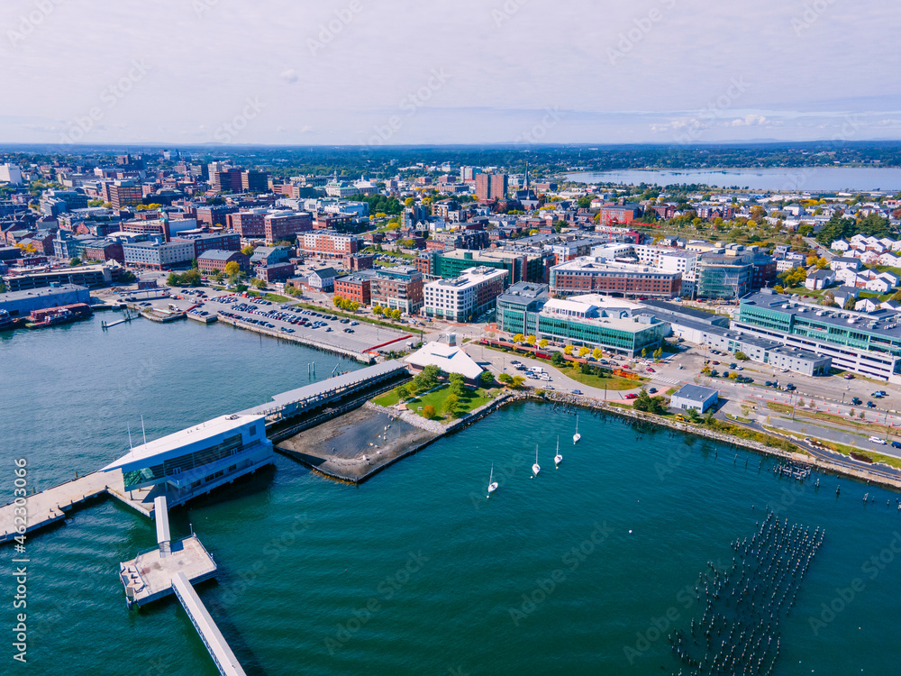 Φωτογραφία Aerial view of Portland Old Port and Fore River in downtown Portland, Maine ME, USA