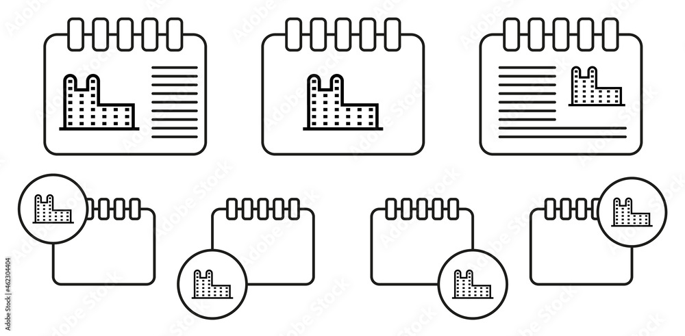 Building vector icon in calender set illustration for ui and ux, website or mobile application Building vector icon in calender set illustration for ui and ux, website or mobile application
