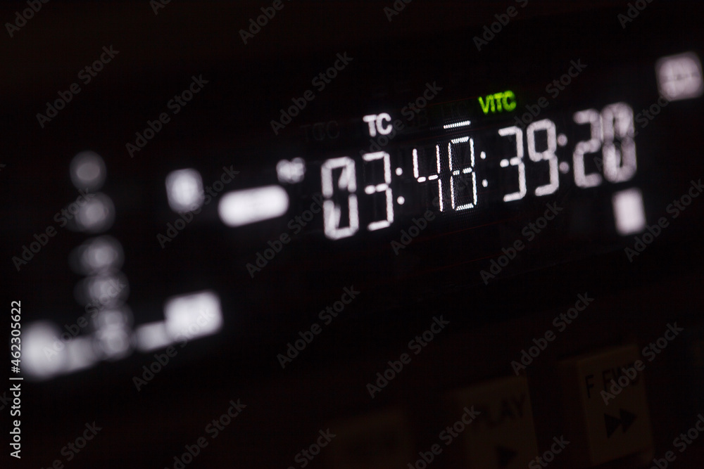 Timecode running on the professional video recorder. Timecode running on the professional video recorder.