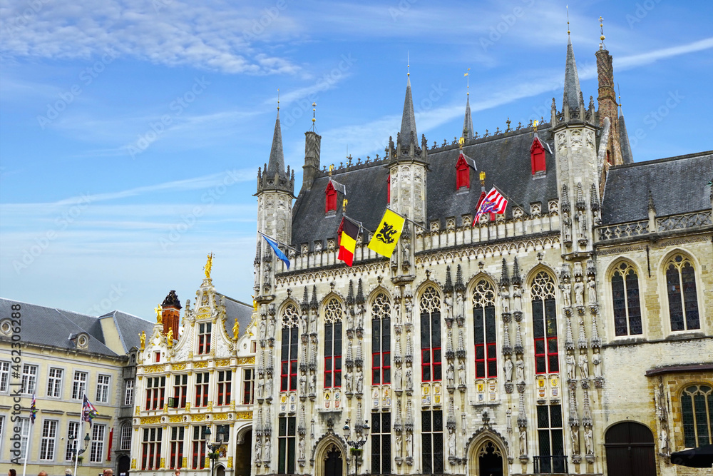 Obraz premium Bruges City Hall at the Burg square, the area of the former fortified castle in the centre of Bruges, Belgium