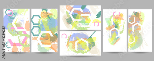 Art painting modern style set vector artistic covers design. Creative colors backgrounds. Trendy futuristic design eps 10