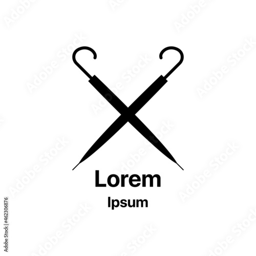 Big screen crook gamp on white. Folded umbrellas black icon. Trendy flat isolated outline symbol, sign can be used for: illustration, logo, mobile, app, design, web, dev, ui, ux, gui. Vector EPS 10