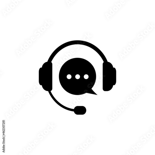 Support icon. Hotline support service with headphones vector icon