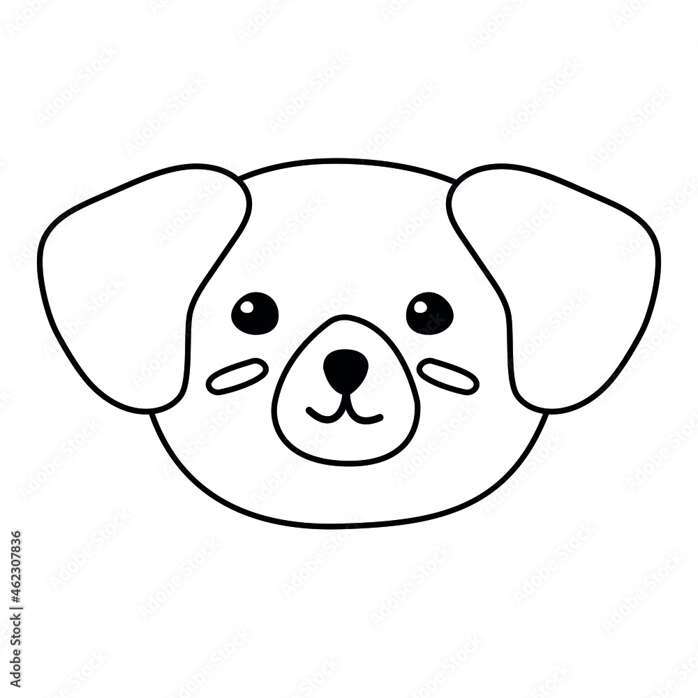 Fototapeta premium Vector flat cartoon hand drawn dog face head isolated on white background