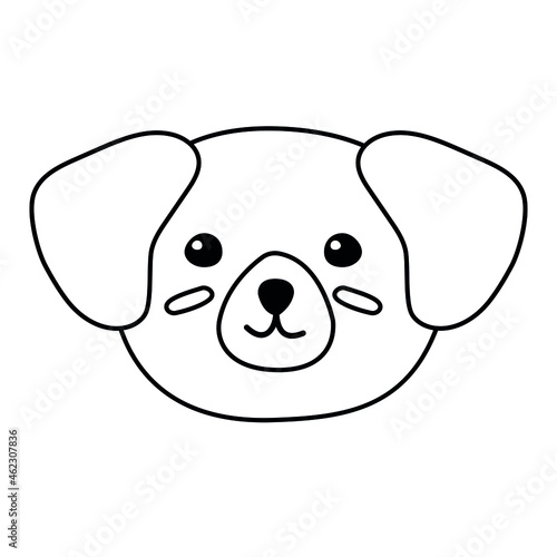 Vector flat cartoon hand drawn dog face head isolated on white background