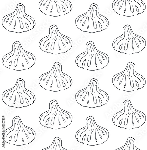 Vector seamless pattern of hand drawn doodle sketch khinkali isolated on white background