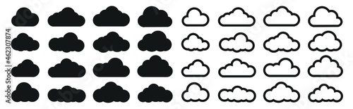 Cloud line vector icon. Set of cloud line isolated signs or icon. Abstract shape. Linear graphic. Cloud outline set.