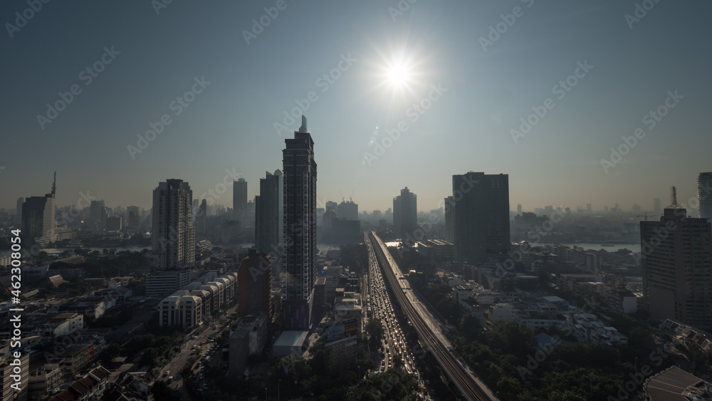Bangkok city view at bright sunshine, Thailand