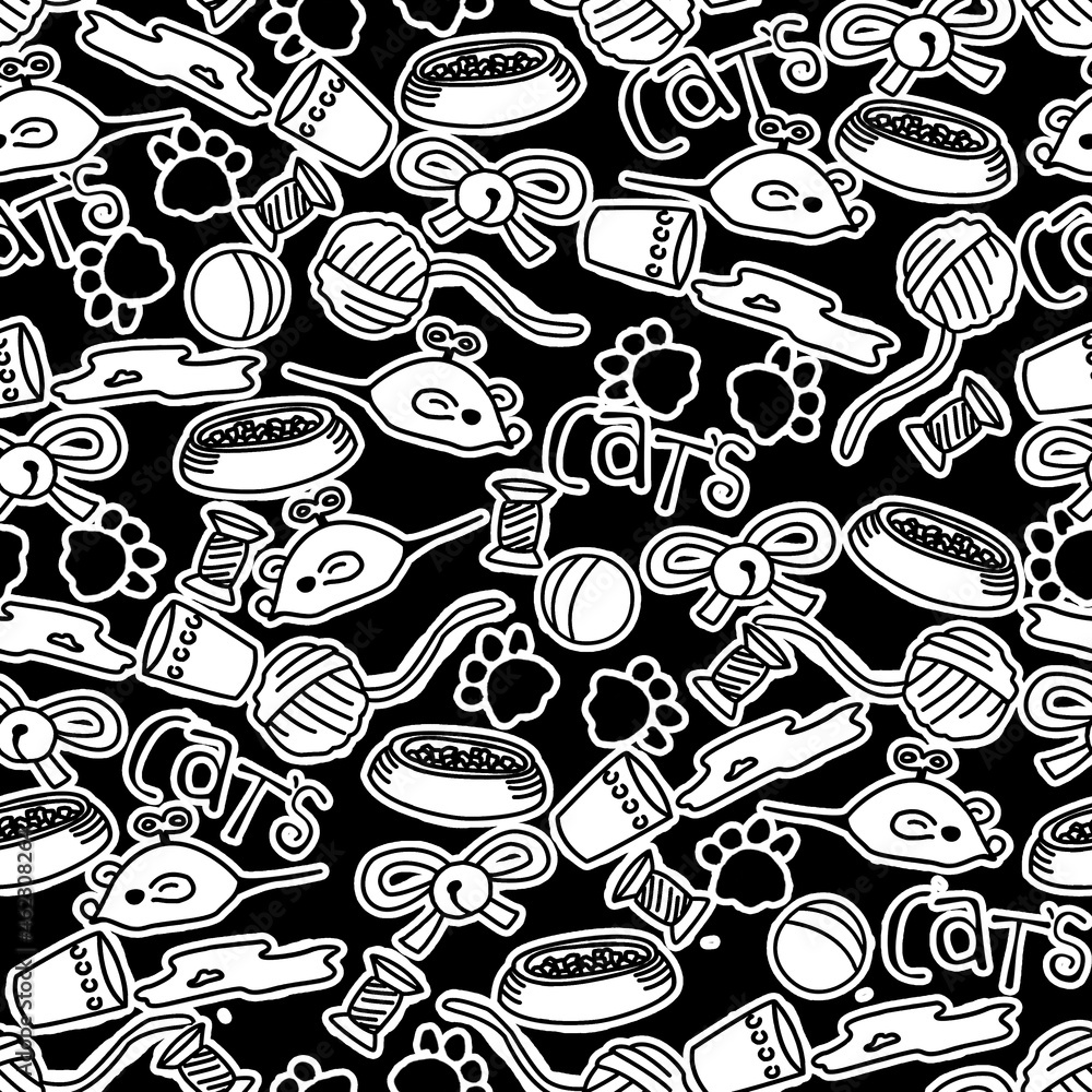 Cats Seamless Pattern for party, anniversary, birthday. Design for banner, poster, card, invitation and scrapbook

