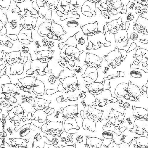 Cats Seamless Pattern for party, anniversary, birthday. Design for banner, poster, card, invitation and scrapbook 