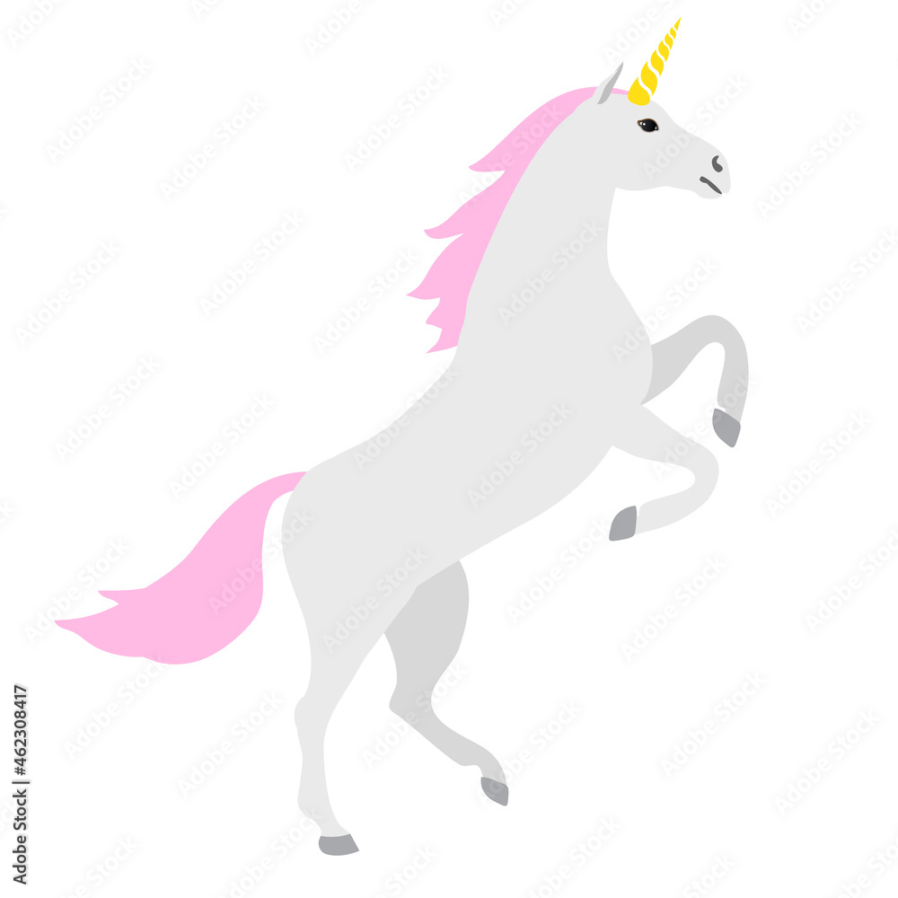 Fototapeta premium Vector flat cartoon unicorn isolated on white background
