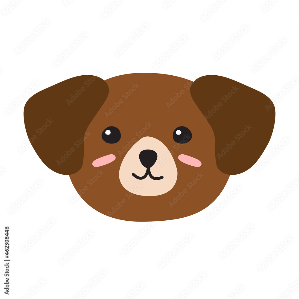 Vector flat cartoon hand drawn dog face head isolated on white background Vector flat cartoon hand drawn dog face head isolated on white background