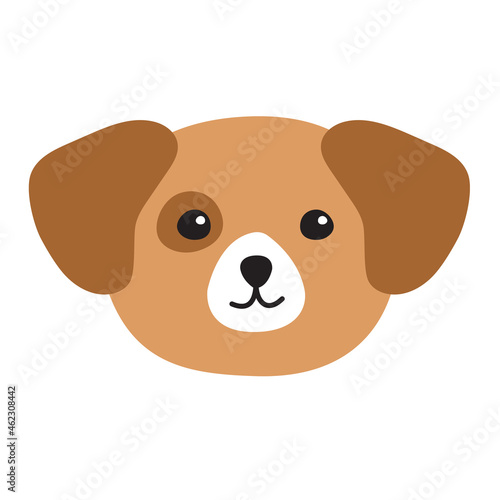 Vector flat cartoon hand drawn colored dog face head isolated on white background