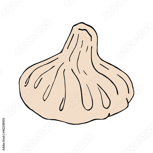 Vector hand drawn doodle colored sketch khinkali isolated on white background
