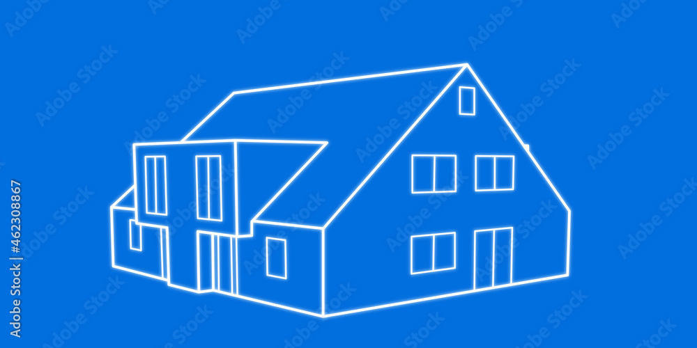 Entwurf für ein modernes Doppelhaus mit Ansicht des Eingangsbereichs, Architekt, Immobilie, Bauunternehmen, Wohnungsbau, Neubau, Planung