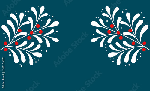 Mistletoe branches Christmas background.