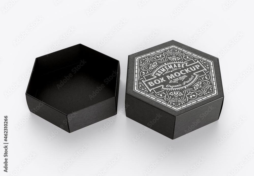 Hexagonal Kraft Box Mockup Stock Template Adobe Stock