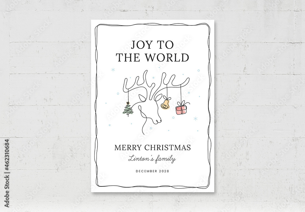 Christmas Flyer Card Printable with Reindeer Illustration Stock ...