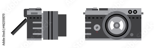 Digital camera retro style side and front, icon ready