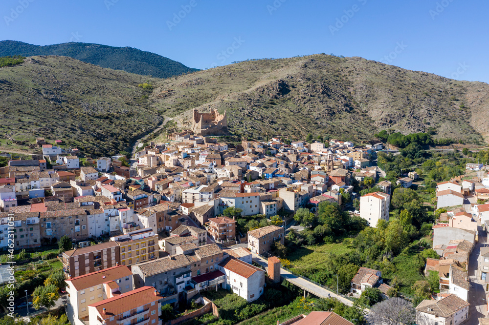 Panoramic view of Jarque de Moncayo, Zaragoza province, Aragon. Spain