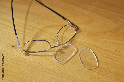 Glasses broken on the floor